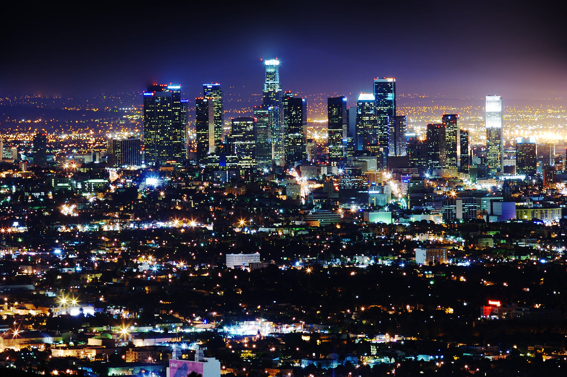 Aerial view of Los Angeles at Night
